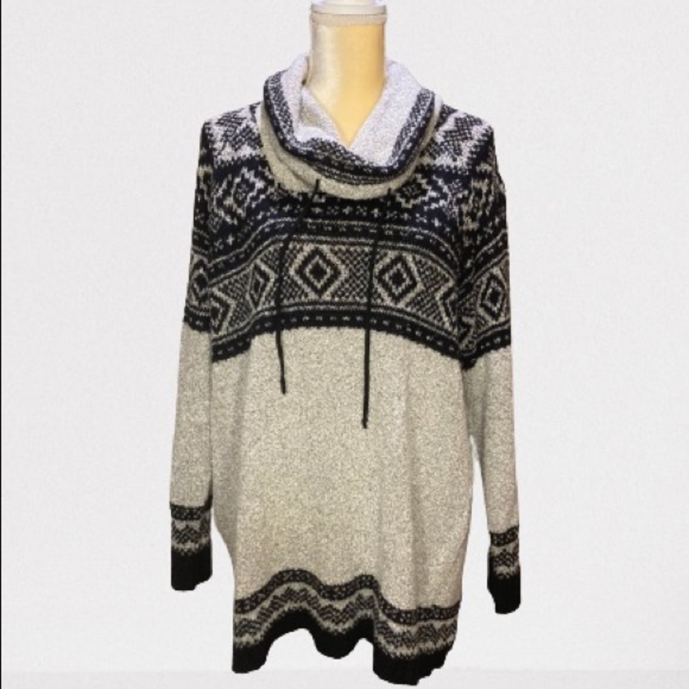 Maurices Black and Silver Cowl Neck long sleeve pullover sweater - XXL